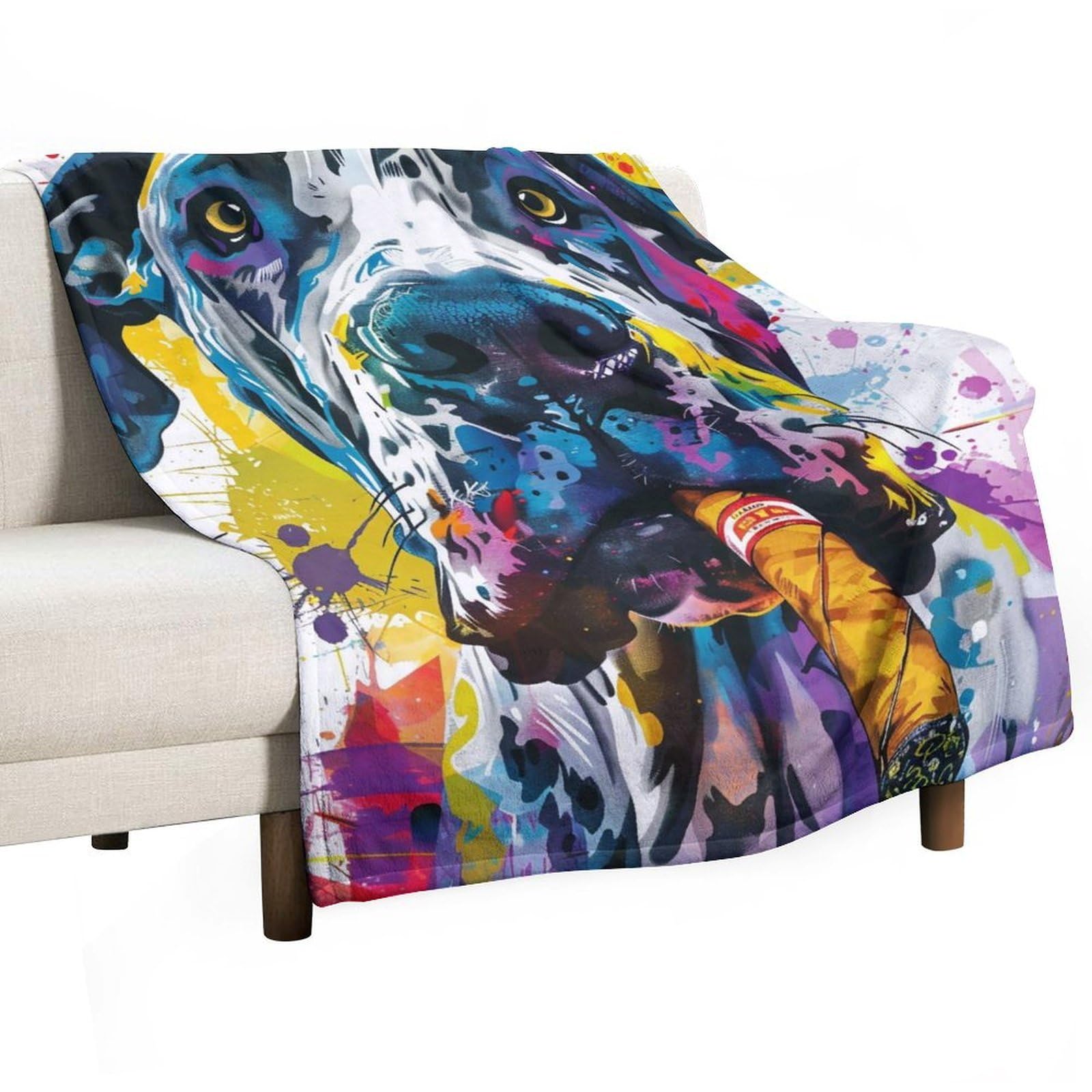 YHGSREUOH Pop-Cigar-Dane_02 Flannel Blankets Fleece Soft Throw Lightweight Plush Gifts for Couch, Bed, Cozy Sofa Plush, Chair, Lovers 80x100cm(30x40in)
