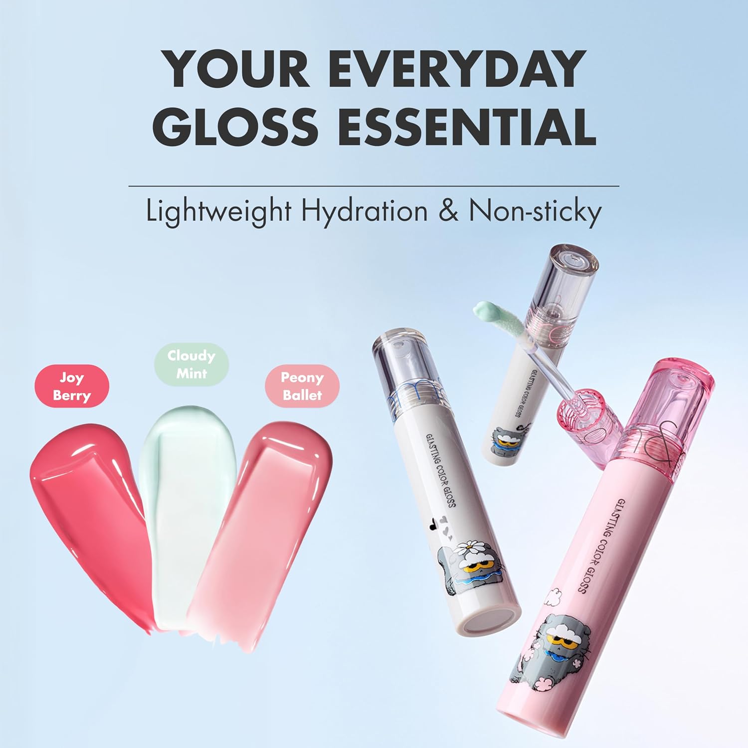 rom&nd X Zo&Friends Glasting Color Gloss | Korean Lip Oil | Lip Gloss | Tinted Oil with High Shine Finish | Long Lasting Wear | 01 Peony Ballet
