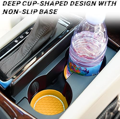 Miniatura 128 de zipelo Bling Car Cup Coaster, 4 Pack Universal Vehicle Anti-Slip Cup Holder Insert Coasters, Crystal Rhinestone Silicone Shockproof Drink Mat, Car