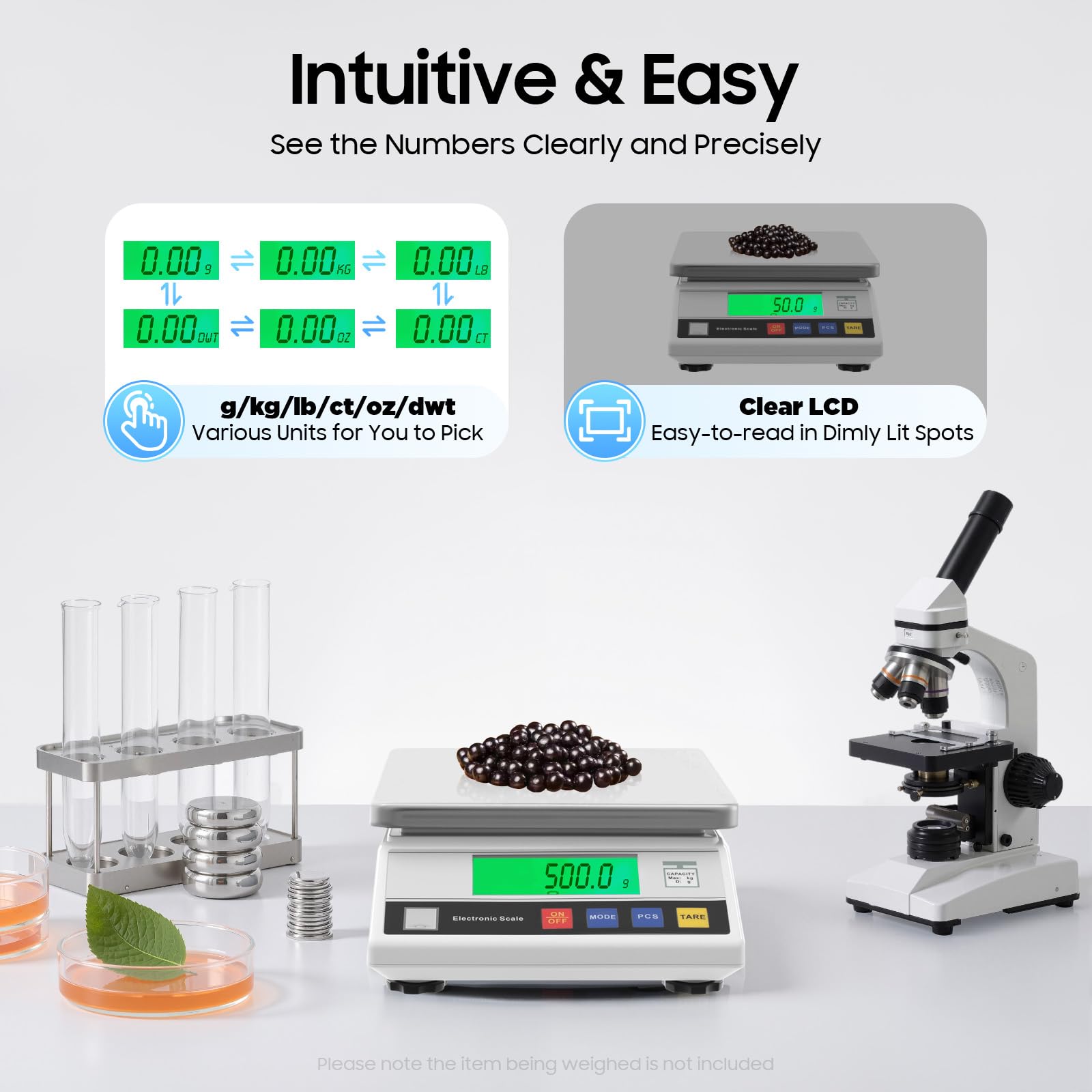 Bilancia di precisione per analisi ad alta precisione, da laboratorio, da laboratorio, da laboratorio, da cucina, calibrazione, 7500 g/0,1 g