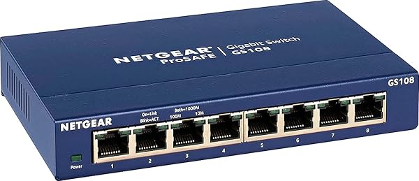NETGEAR Switch de red no administrado Gigabit Ethernet de 8 puertos (GS108) | escritorio o montaje en pared