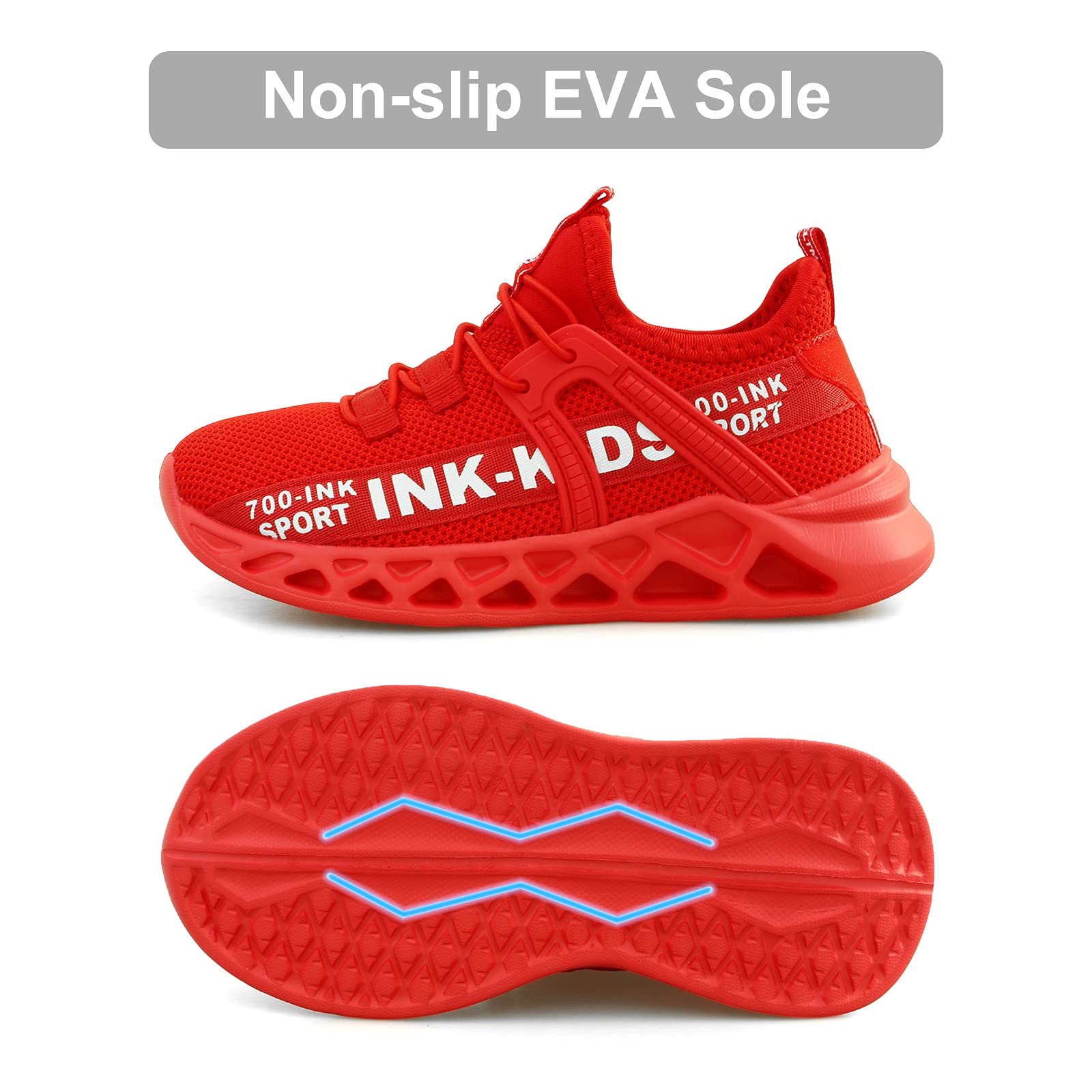 Buty sportowe dla chłopców i dziewczynek, lekkie buty do biegania na świeżym powietrzu, oddychające, dla chłopców, czerwony - Ink czerwony - 36 EU