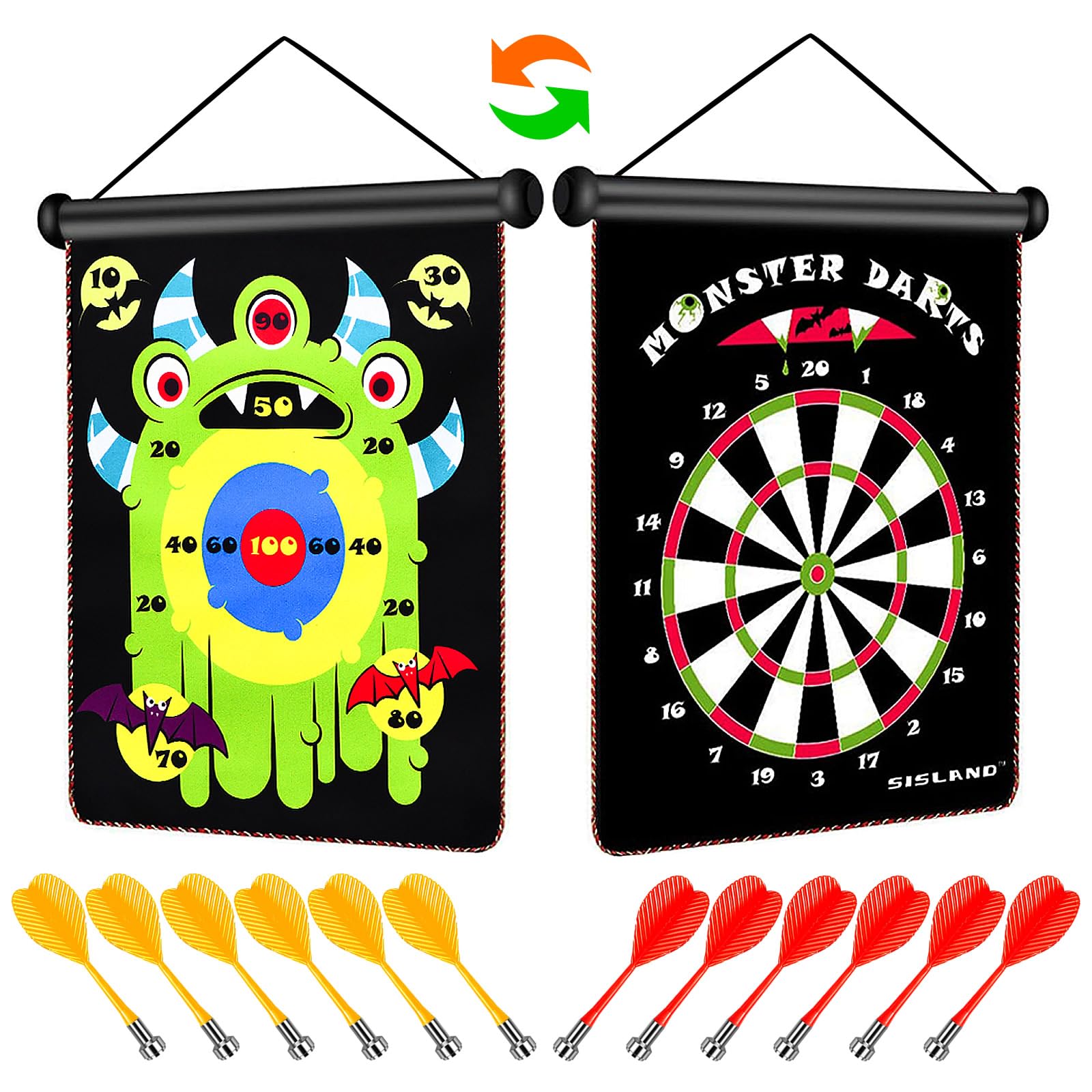 Magnetic Dart Board for Kids, Double-Sided Dart Board with 12 Magnetic Darts, Indoor/Outdoor Fun Party Game Toy, Birthday Gift for Ages 3 4 5 6 7 8 9 10 11 12 Year Old Boy Girl