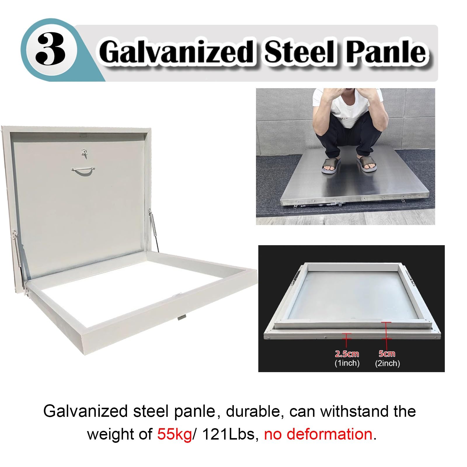 Genérico Puerta de Acceso para Techo Personalizable, Resistente y Resistente, antirrobo e Impermeable para Mantenimiento de sótanos, trampilla de Acceso de Metal (65 x 55 cm/25,6 x 21,7 Pulgadas)
