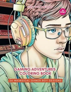 Gaming Adventures Coloring Book: 26 Whimsical Gamer Boy Designs: 26 Detailed Illustrations for Relaxation and Creativity - Easy Coloring book for ... and beginners - Portrait Coloring Book