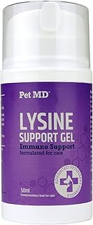 Pet MD Lysine Support Gel for Cats - L Lysine for Cats - Allergy & Immune Support for Cats - Cat Essentials - Pet Supplies Cat Supplement - Salmon Flavour - 50 mL