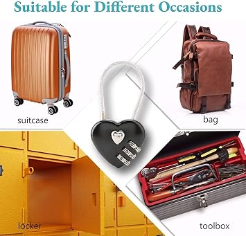 Heart Shape Code Lock Compact mini Size with 3 Digit Code Combination for Luggage, Backpack, Jewelry Box, Hall Locker(red)