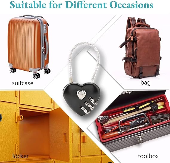 Heart Shape Code Lock Compact mini Size with 3 Digit Code Combination for Luggage, Backpack, Jewelry Box, Hall Locker(red)