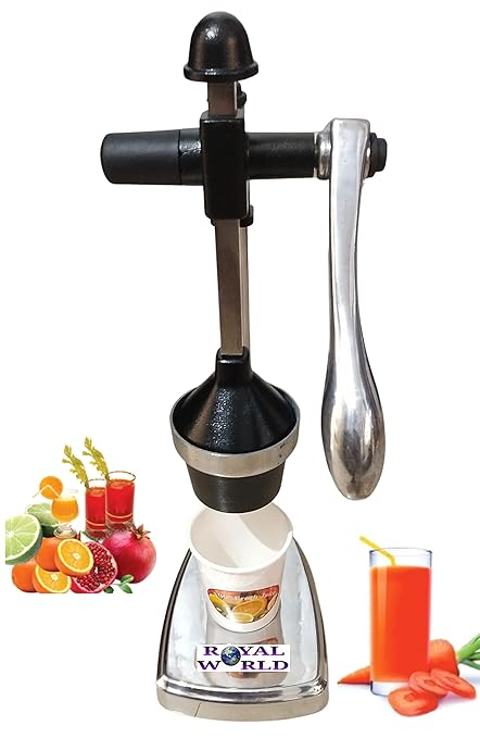 Royal World Aluminium Manual Fruit Juicer,Heavy Duty Aluminum Alloy Lemon Press Squeezer Premium Quality Lemon Orange Juicer, Manual Lemon Juicer juice machine hand ( Chrome Antique )