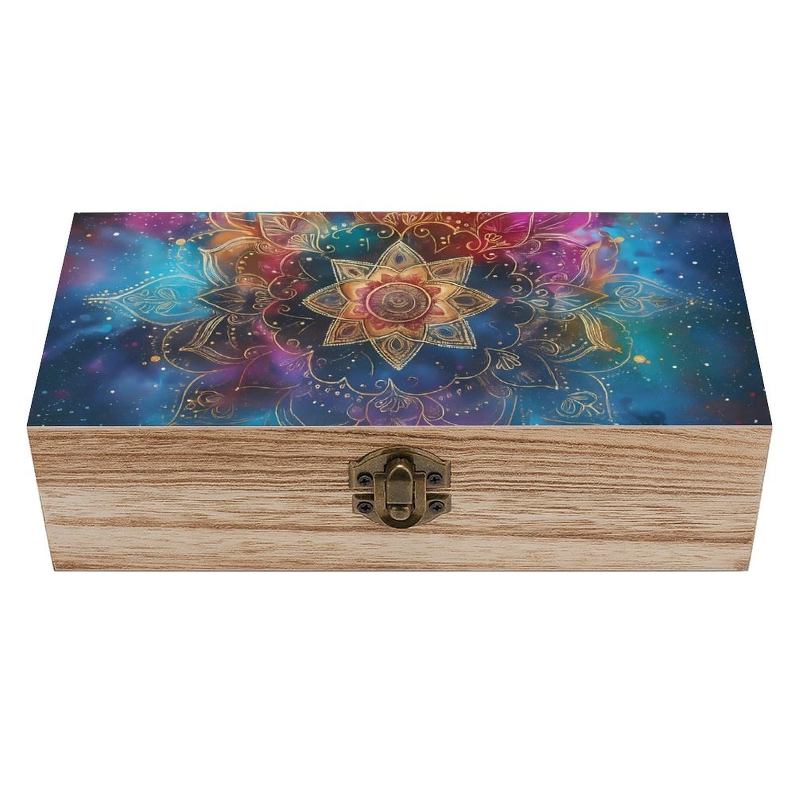 HLBSDM Charming Cosmic Mandala Retro Wooden Storage Box Jewelry Art Gift Boxs Decorative Keepsake Boxes