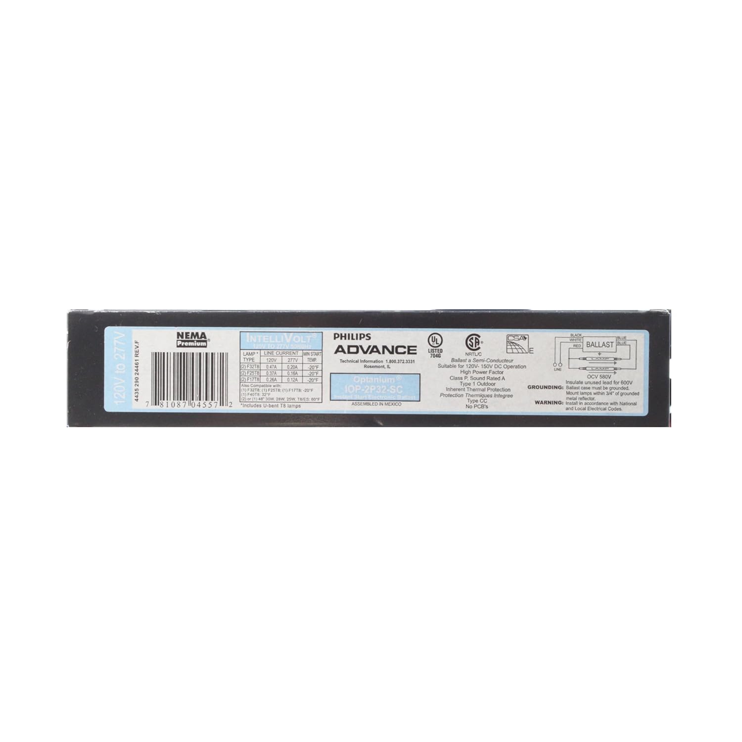 ADVANCE BALLAST IOP2P32SC Ballast 2LT18 12277V Electrical Ballasts