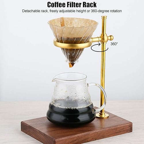 Miniatura 3 de Almacenamiento de cocina para verter sobre el gotero de café, filtro de soporte de 25 × 18 × 8 de latón de madera para café
