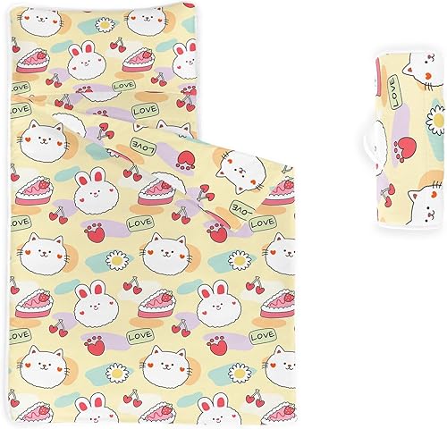 Datura home Tapete para siesta, saco de dormir colorido con almohadilla extraíble - Juego de ropa de cama para guardería y fiestas de pijamas,