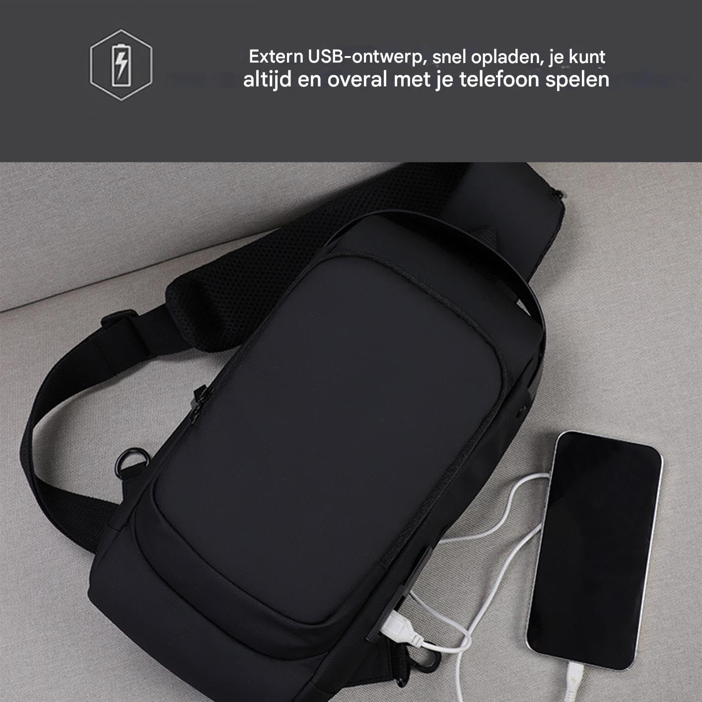 Herren Umhängetasche | Diebstahlschutz Umhängetasche - Tagesrucksack für Schule Reise mit USB Ladeanschluss