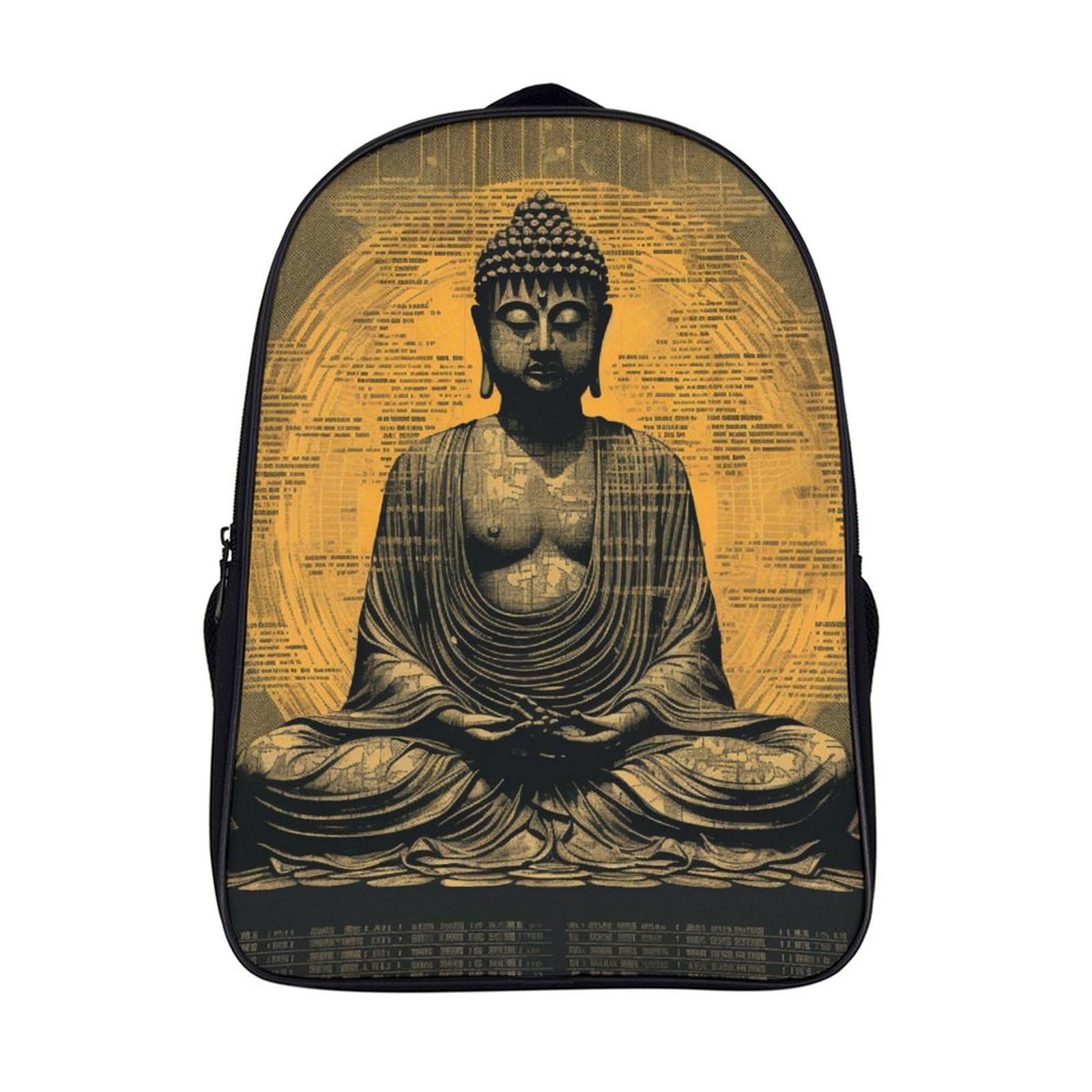 Mochila estampada de Buda con tela impermeable y respaldo transpirable para jóvenes 7