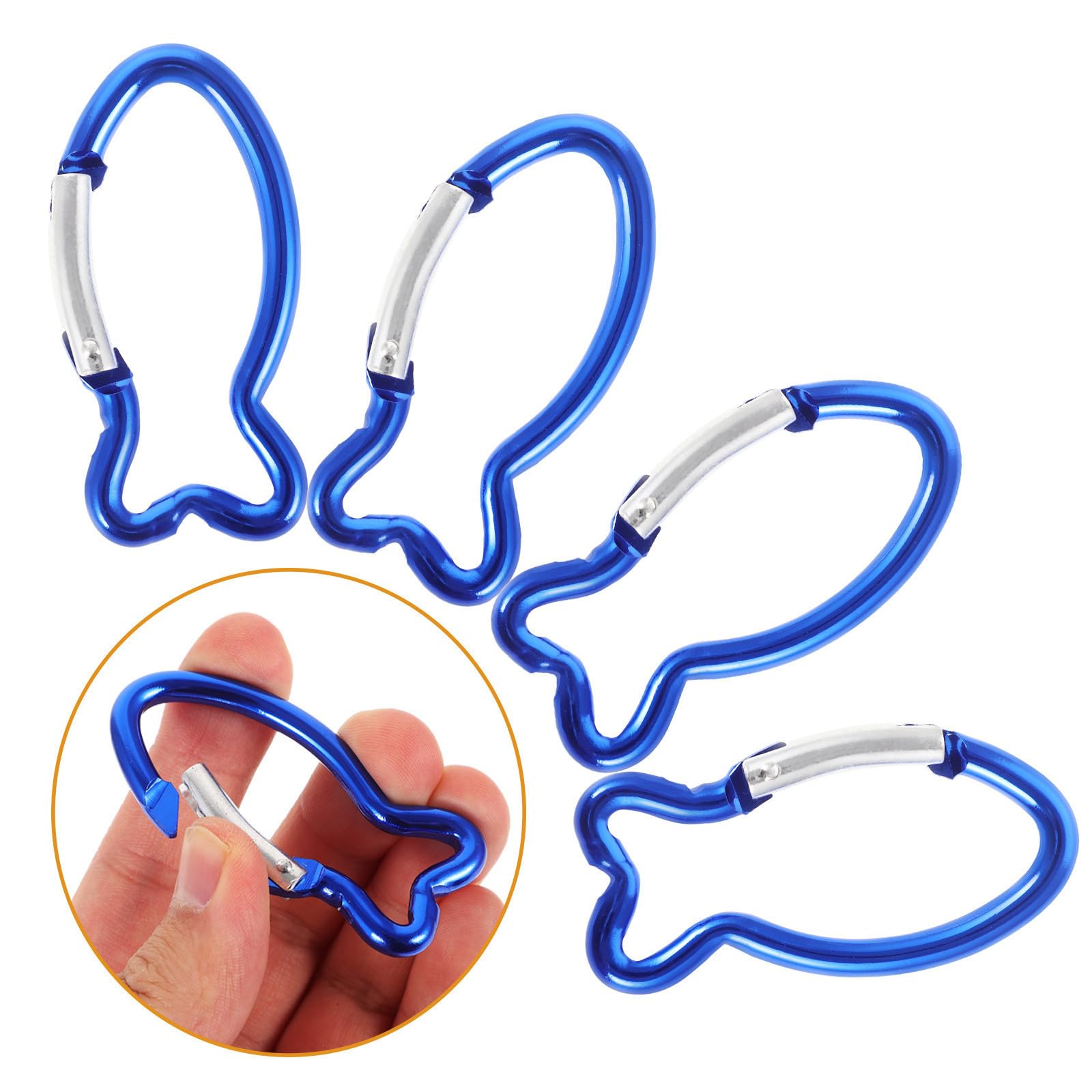 Beavorty 50 Pezzi Moschettone da Arrampicata a Forma di Pesce in Lega di Alluminio Blu, Moschettone Multifunzionale Gancio di Sicurezza per Trekking e Campeggio Outdoor