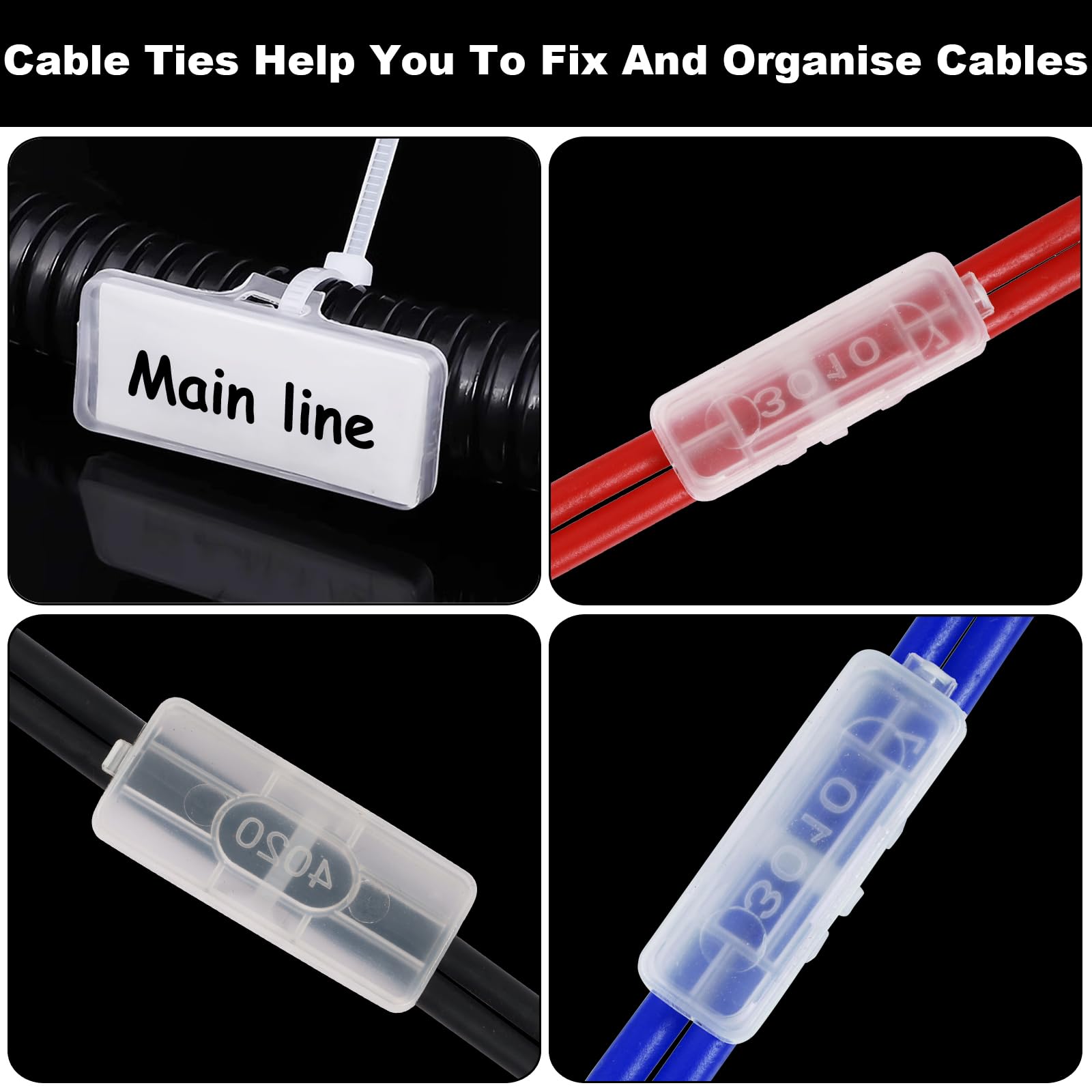 Nadinsta 60 Pieces Transparent Cable Labels, Two Specifications-3010-4020 Cable Tags with Reusable Zip Ties - Image 4