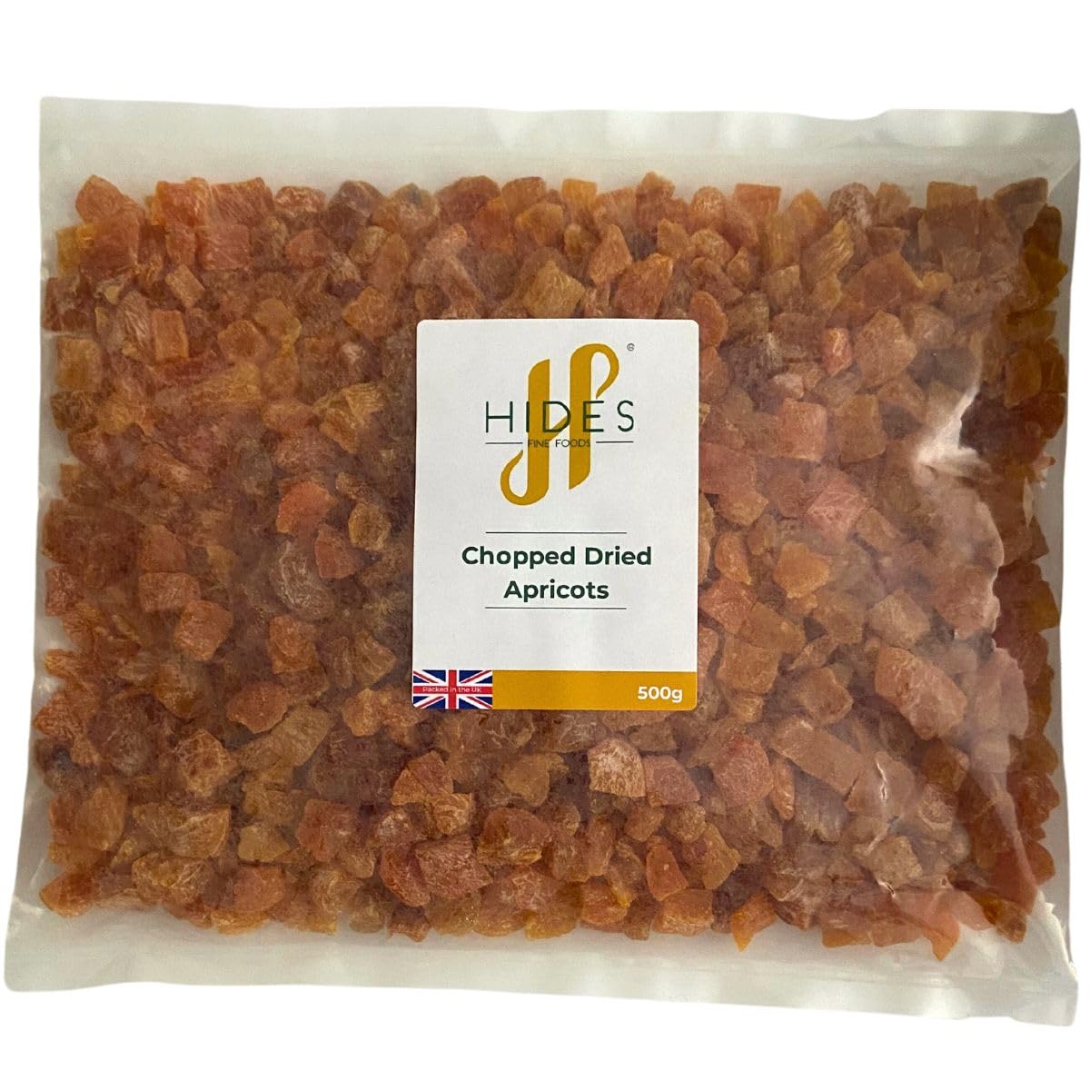 Hides Fine Foods - Chopped Dried Apricots 500g - Suitable for Vegetarians - Baking - Conserves - Granola - Breakfast - Snacking - Desserts - A Good Source of Iron and High in Fibre.