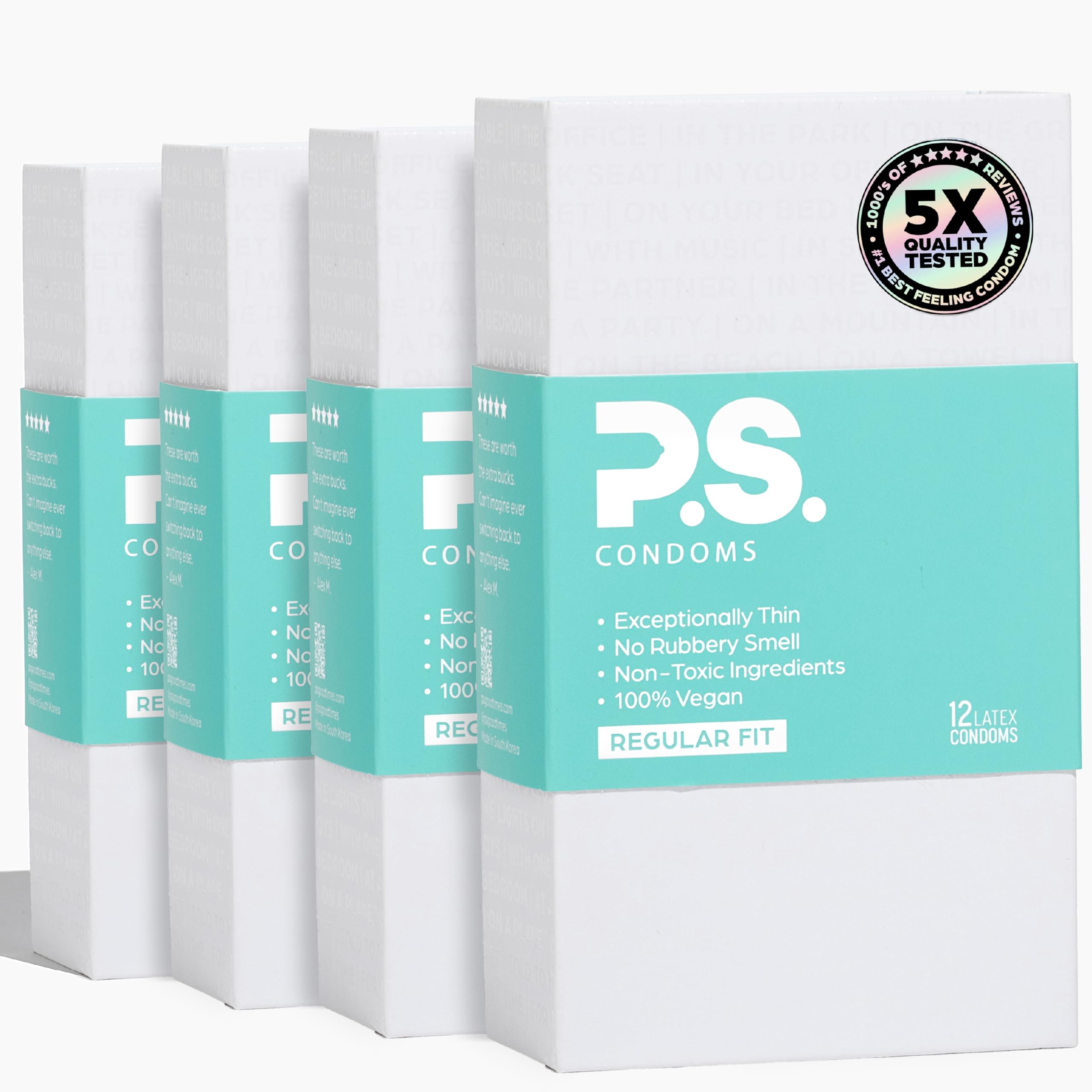 PS Condoms Exceptionally Thin Latex Condoms, Clean &amp; Odorless, 48 Pack