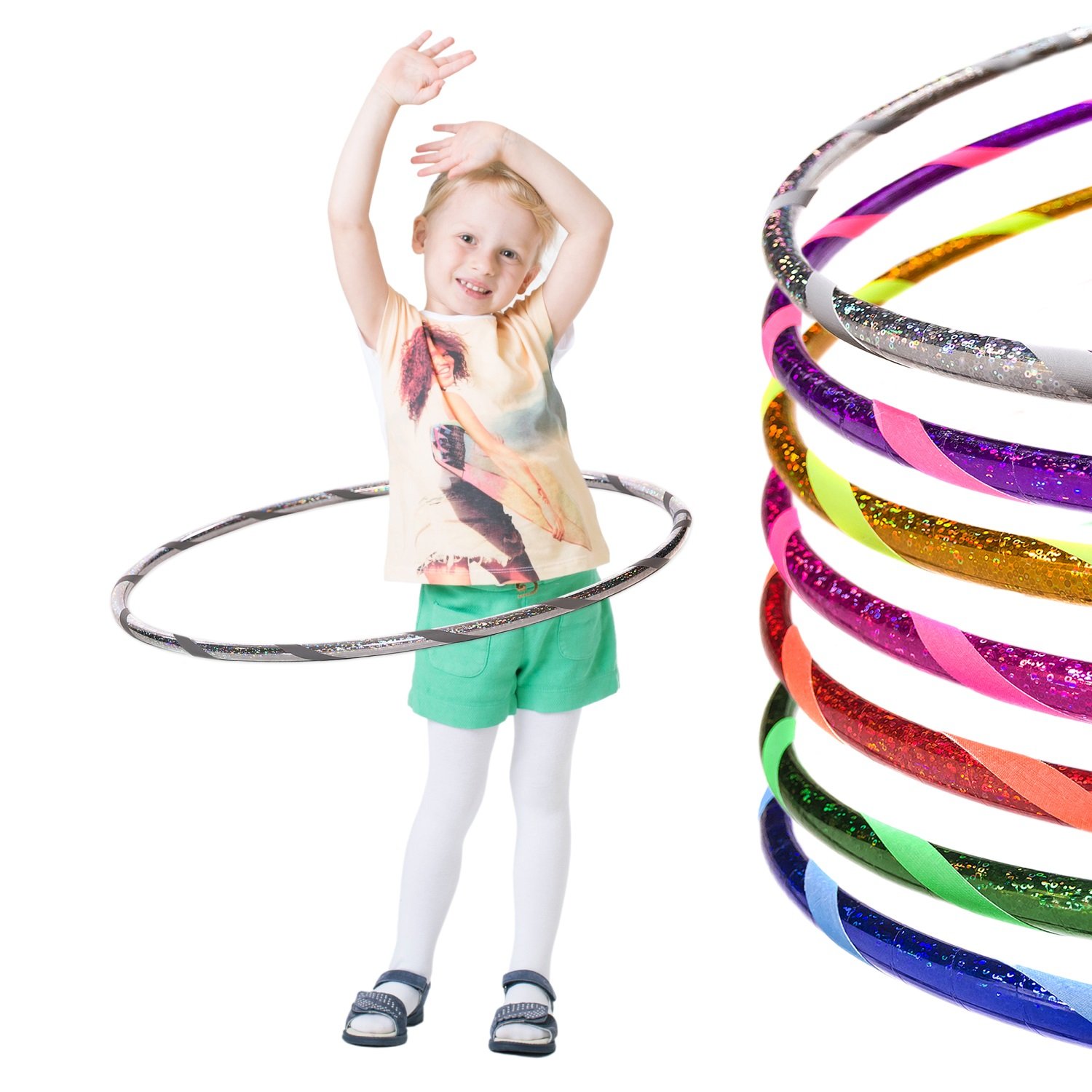 Hoopomania Hula-Hoop-Reifen Glamour – Ø80cm, Silber-Grau