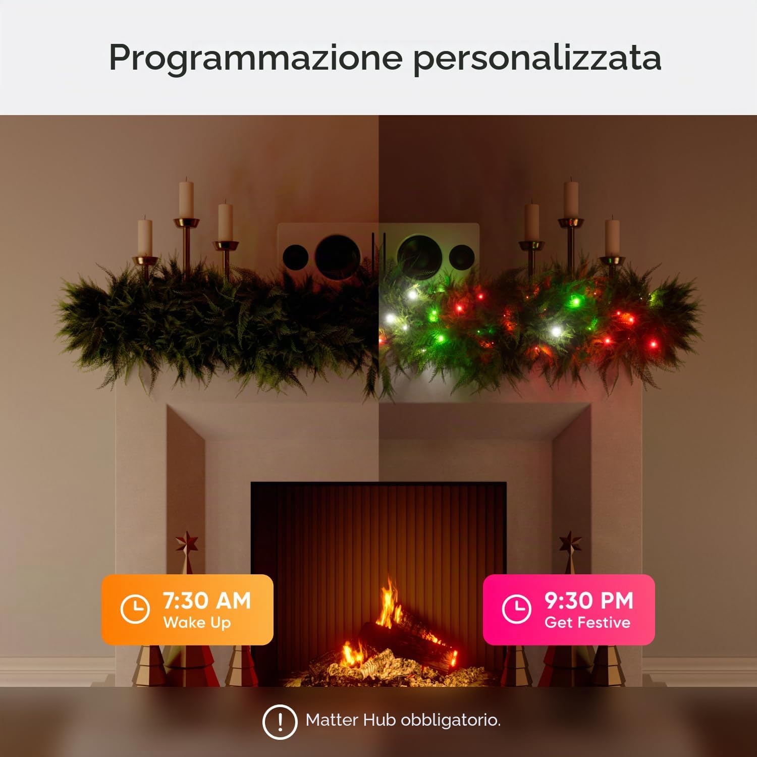 Nanoleaf 24M Smart Luci a stringa collegate con Scena Natalizia, 300 LED RGBIC indirizzabili, Interno & Esterno, Musical Sync, Matter sopra WiFi, Controllo tramite App, Voce (Alexa Apple Google Home)