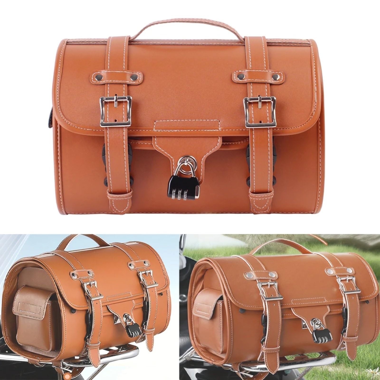 Motorradtasche Kompatibel Mit Yamaha, 1 Motorrad-Satteltaschen, Braun, Groß, Für Kapazität, wasserdichte Taschen, Seitliche Werkzeugtasche, Hinteres Reisegepäck Für Die Sitztasche