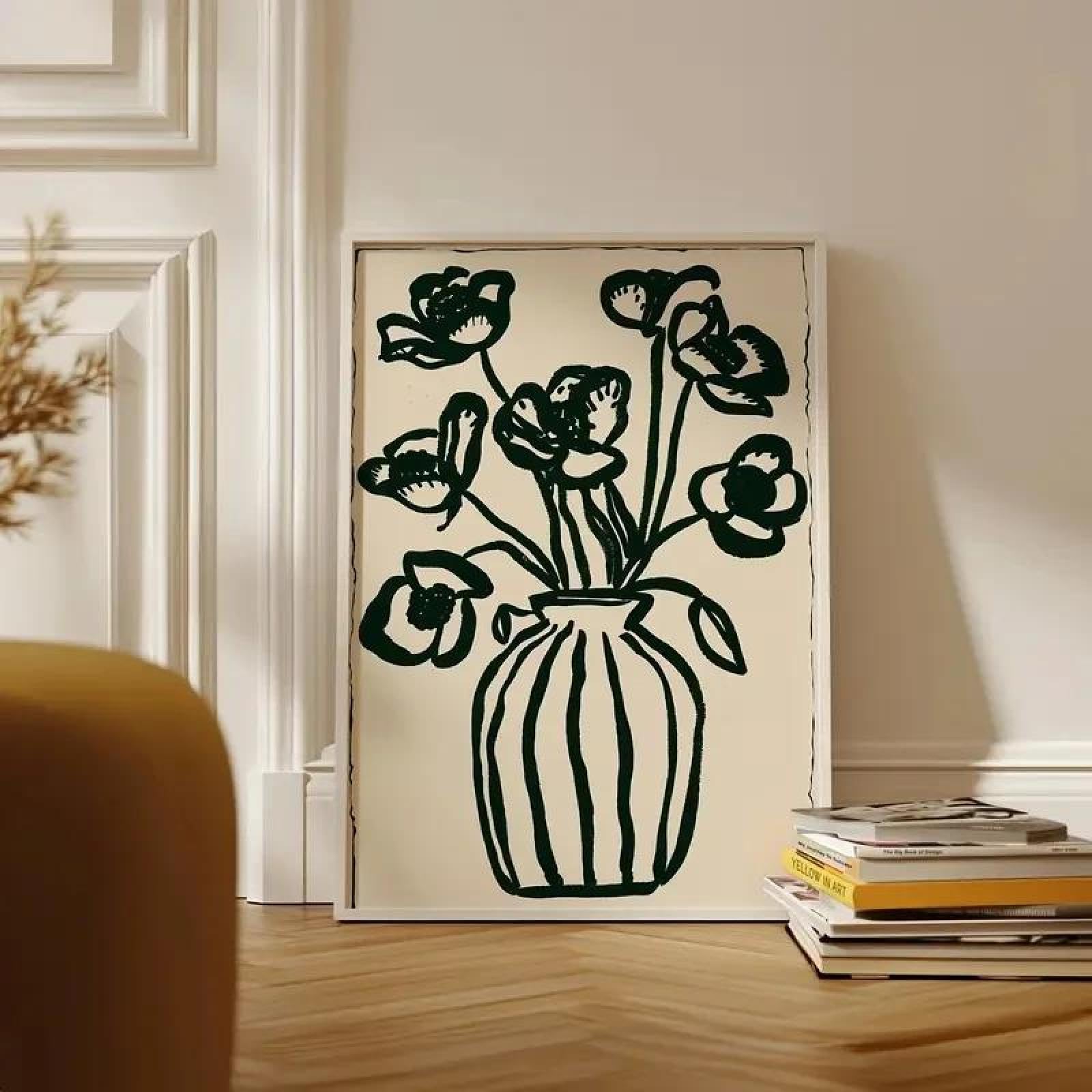 Baibexing Abstract Plant Vase Canvas Paintings Poster Prints Wall Art Picture Living Room Home Decor 40X50Cm Unframed