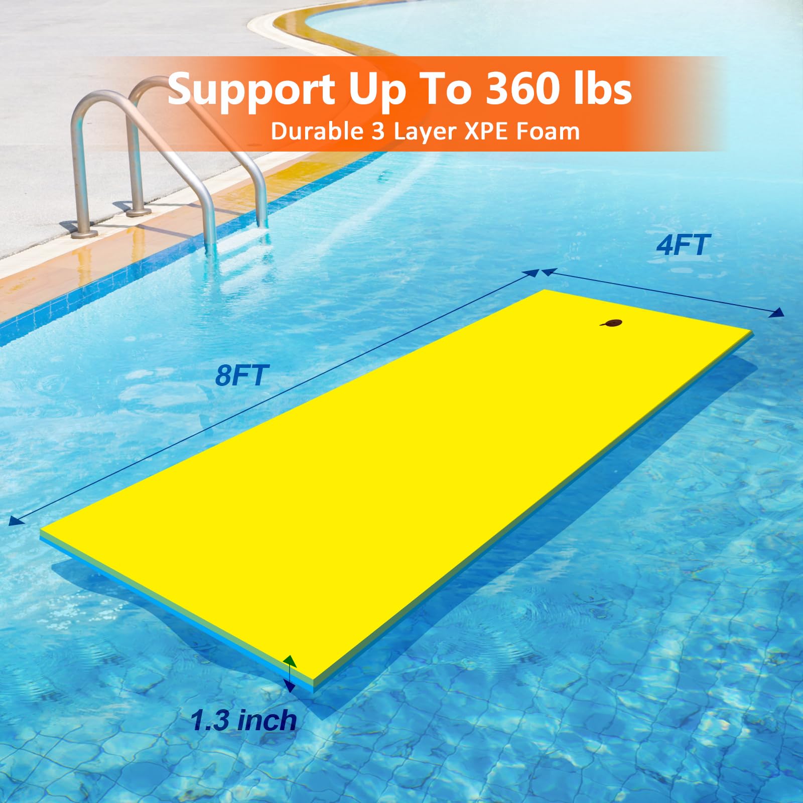 Soozier 9' X 6' Lily Pad Floating Mat For Lake, 3 Layer Tear Resistant Xpe Foam Water Mat For 2 Adults Floating Water Pad - View #10