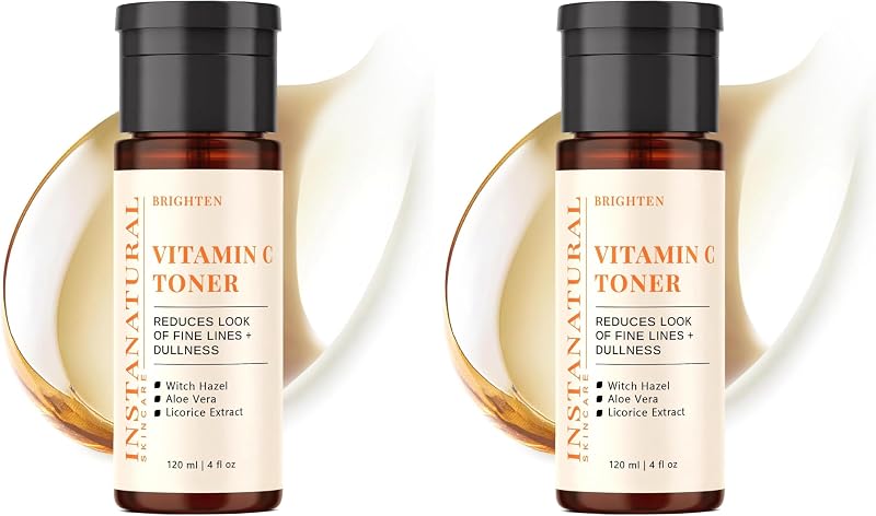 Bruma facial com vitamina C InstaNatural, hamamélis, lavanda e gerânio, Pacote com 2