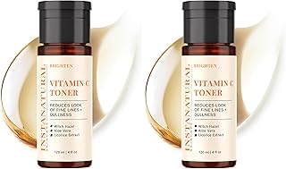 InstaNatural Vitamin C Face Toner, Brightens, Balances pH and Reduces Signs of Aging, Fine Lines and Wrinkles, with Witch Hazel, Lavender and Geranium Oils, 4 Fl Oz (Pack of 2)