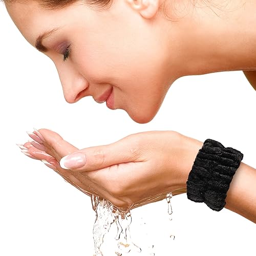 Miniatura 6 de 4 pulseras para lavar la cara, suaves y absorbentes de microfibra para lavar la cara, banda de muñeca para mujeres y niñas, banda de lavado de