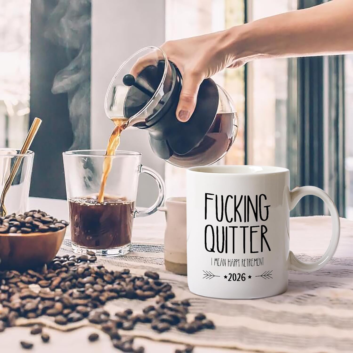 Divertido regalo de jubilación para hombres - Fucking Quitter I Mean Happy Retirement Taza de jubilación para papá, regalo de jubilación para Coworker Cup, taza de café, regalo de jubilación de 11 oz