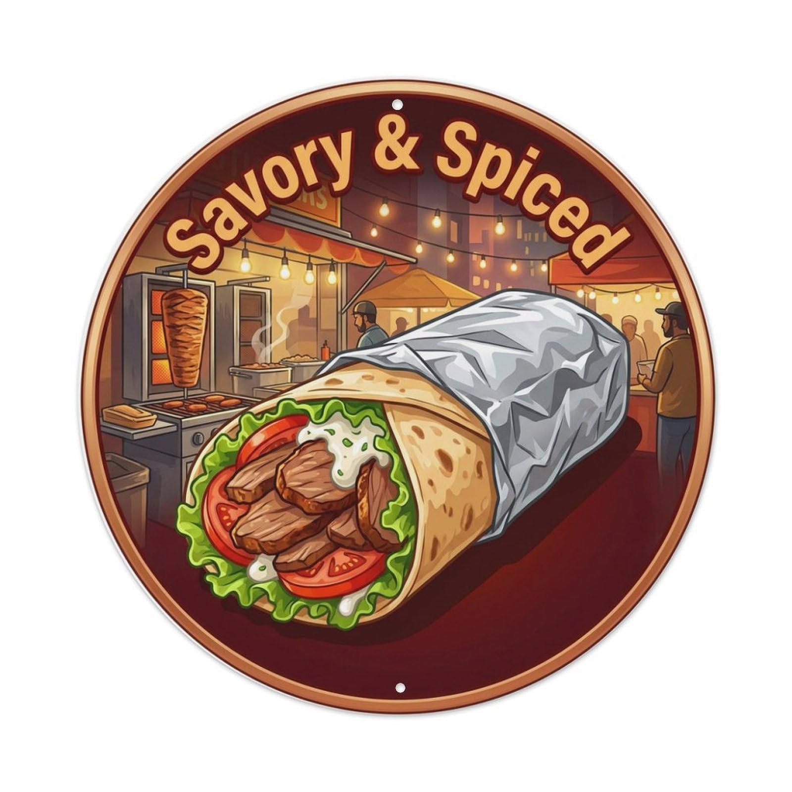 Metal Tin Sign Shawarma Wrap Gourmet Food