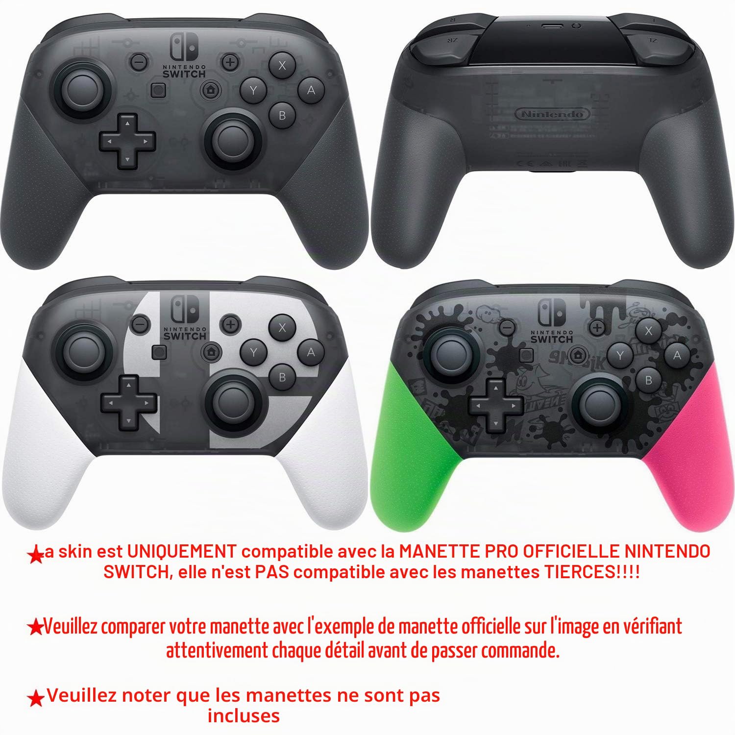 YoRHa Coque de protection en silicone avec impression par transfert studded - Uniquement pour manette officielle Switch Pro x 1 (graffiti comique) - Avec embouts Pro - 8 poignées de pouce