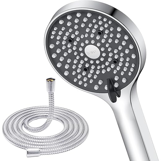 Shower Head with Handheld High Pressure with Hose - YEAUPE Detachable Shower Heads 6 Spray Settings, Built-in Power Wash to Clean Tub, Tile & Pets, Bracket, Rubber Washers, 59 Inch Hose