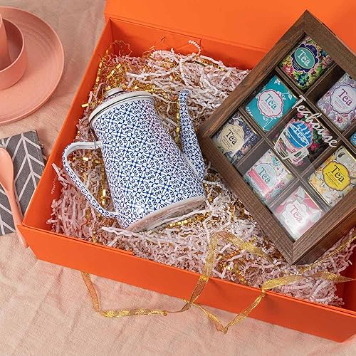 Miniatura 2 de 3 cajas de regalo extragrandes naranjas con tapa, 16.5 x 13 x 5 pulgadas, cajas de regalo magnéticas duras para regalos, almacenamiento de cajas de