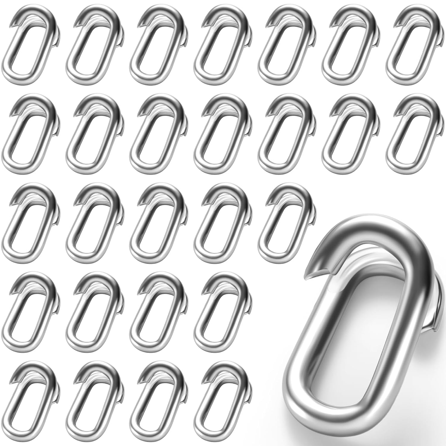 Moxweyeni 30 Pcs Chain & Fittings Repair and Lap Link, Tire Chain Repair Links Metal Connector, Zinc Plated (1/4" X 1-1/4")