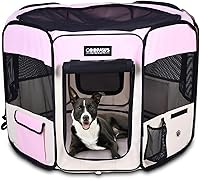 Vista 9 de JESPET 61" Parque de juegos para perros, corral portátil para perros con funda blanda para ejercicio, con bolsa de transporte para cachorros, gatos