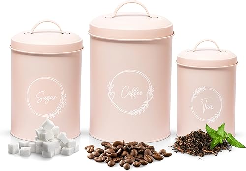 LOKI K Juego de recipientes para encimera de cocina, juego de recipientes para café, té y azúcar, almacenamiento hermético de alimentos, recipientes