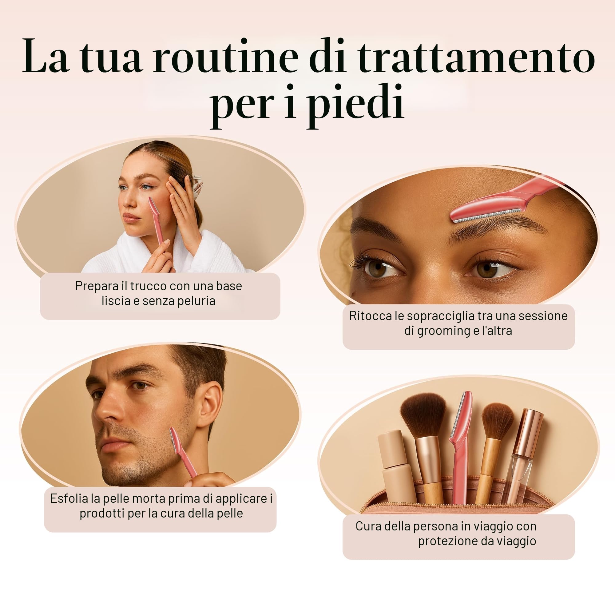 Kitsch Dermaplaning Tool - Rasoi per il viso da donna, rasoio per sopracciglia e viso, rimozione dei peli del viso, rasoi per il viso da donna, rasoio Dermaplane, 12 pezzi (Corallo)