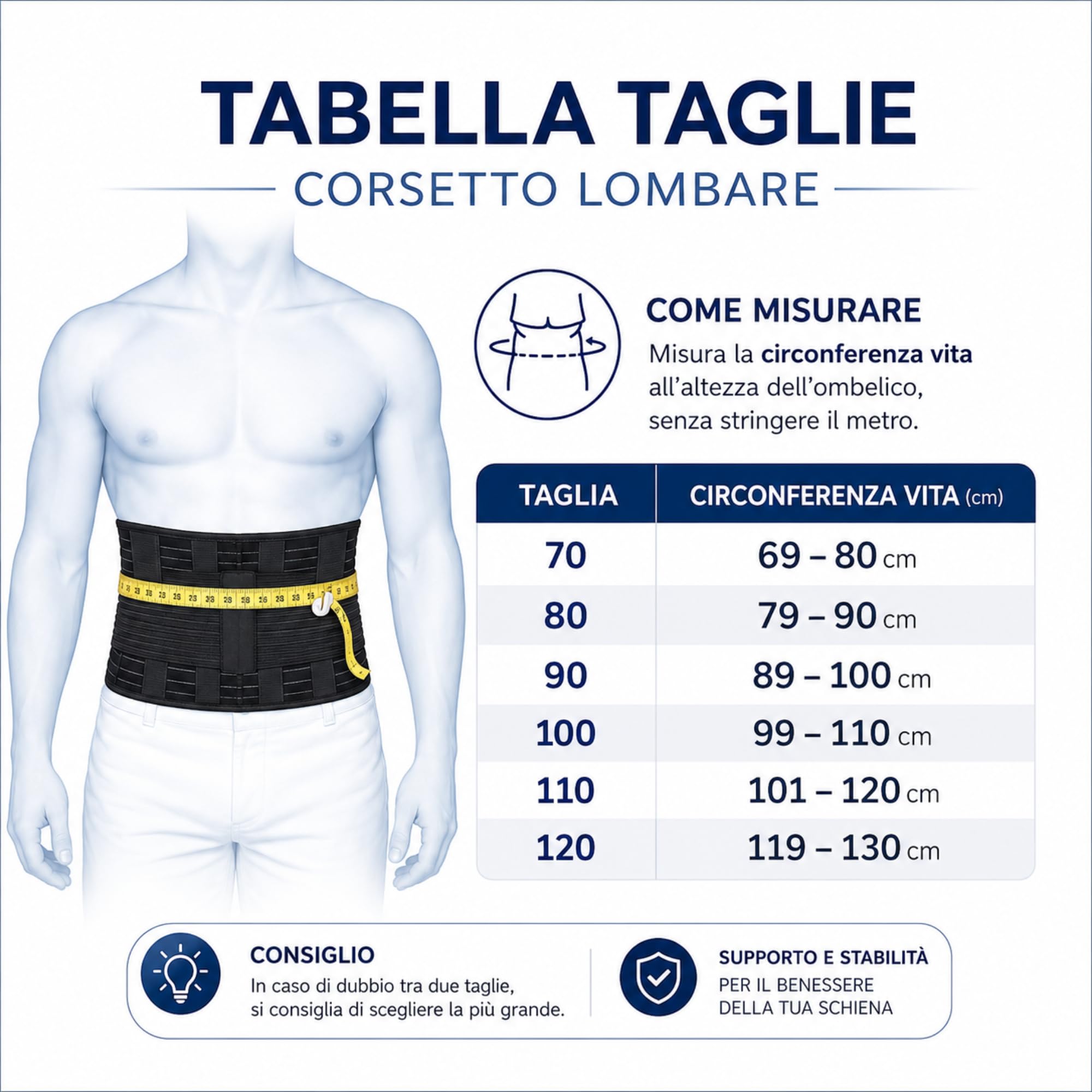 Kefrell Corsetto Lombare Autogrippante 24 cm Made in Italy (80) | Doppia Regolazione, Tessuto Traspirante, Supporto Lombare, Stecche di Rinforzo, Uso Prolungato