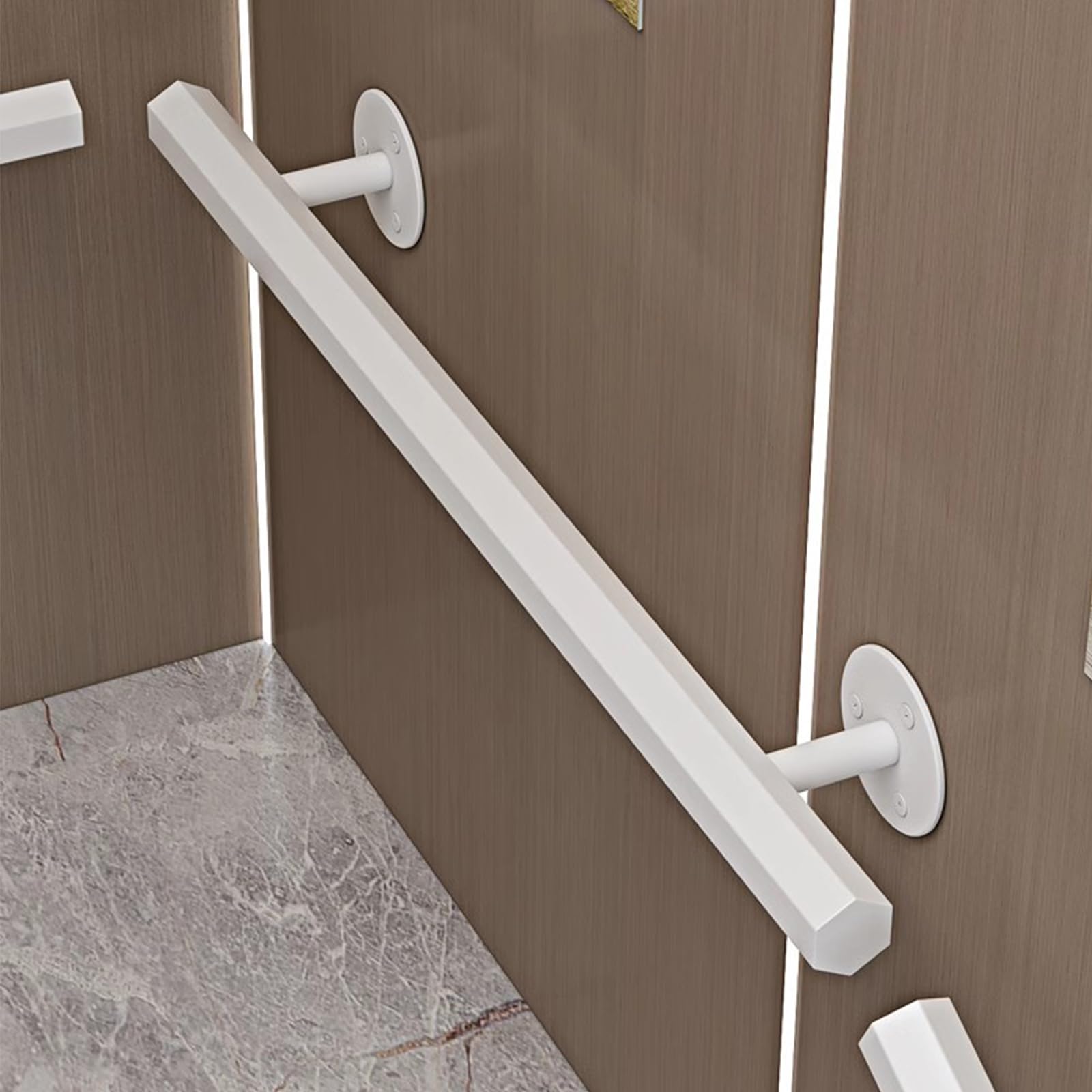 LWJSOCP Industrial Metal Handrails for Indoor & Outdoor Stairs - Wall-Mounted Stair Railing 160cm White Staircase Handrail for Steps & Stairway Safety