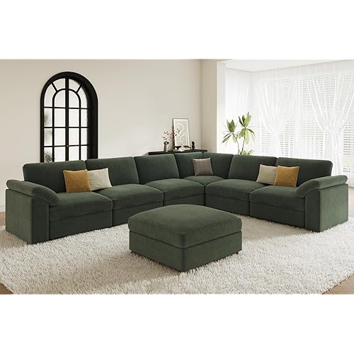 EASE MOOSE Oversized Sectional Modular Sofa,Large U Shape Sectional Couch Wide Deep Seat Modular Cloud Couch,Removable Cover