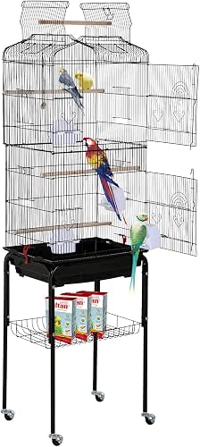 HCY Bird Cage Parakeet 64 inch Open Top Standing Parrot