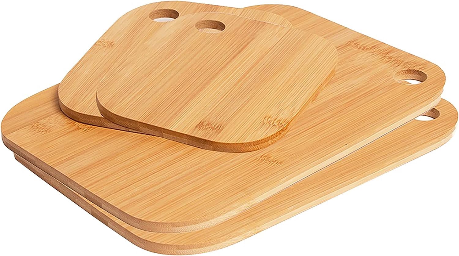 AAMEN 2-Pack Bamboo Chopping Boards, Natural Wooden Serving Boards for Multipurpose Use, Cutting Meat, Vegetables — image 1