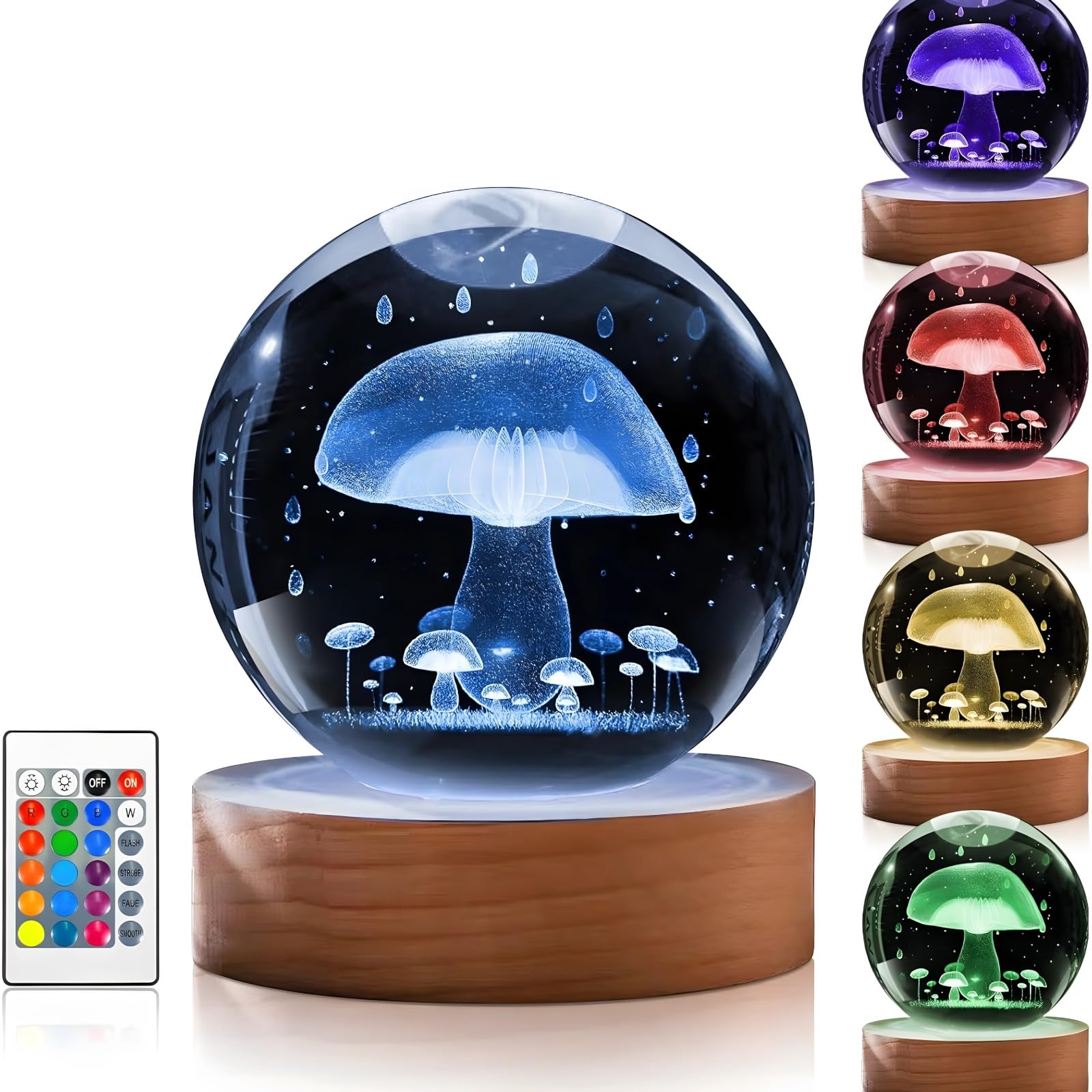 Axolotl lampka nocna, kryształowa lampa z 16 opcjami kolorystycznymi, grawerowane laserowo drzewo 3D, zasilanie USB, podstawa z litego drewna, idealna do dekoracji i prezentów