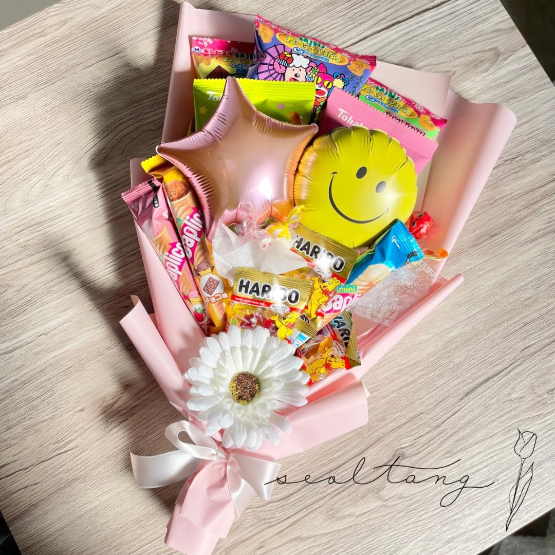Amazon.co.jp: スナックブーケ smaile star ピンク、お菓子