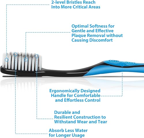 Miniatura 3 de Cepillo de dientes con hilo dental extra suave, cepillos de dientes manuales de cerdas de hilo dental para adultos, dientes sensibles y encías