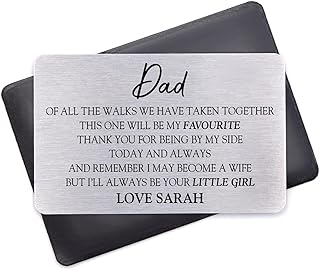 Beecreative Personalised Father Of The Bride Wallet Card - Of All The Walks We Have Taken Together - Dad Of The Bride - Wallet Card Insert With Pouch