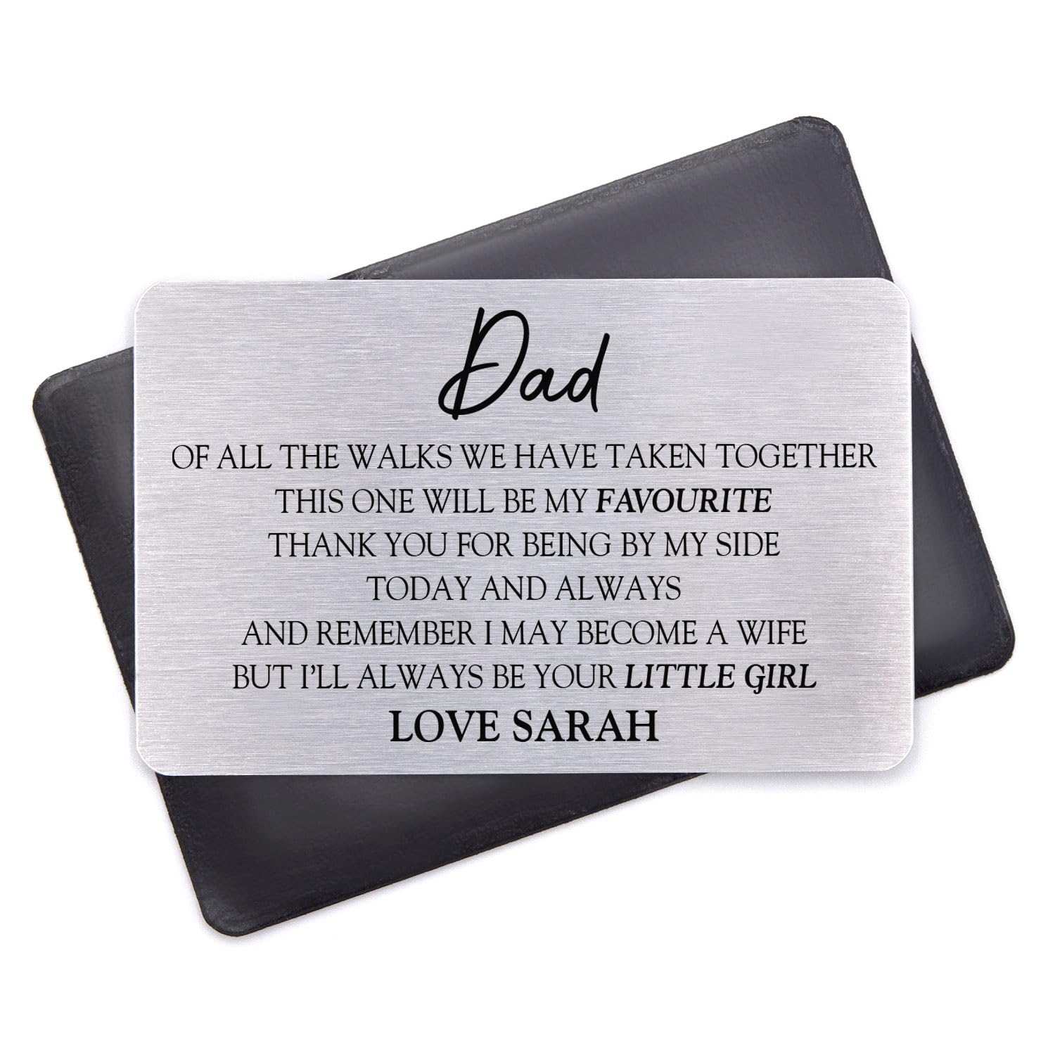 Beecreative Personalised Father Of The Bride Wallet Card - Of All The Walks We Have Taken Together - Dad Of The Bride - Wallet Card Insert With Pouch